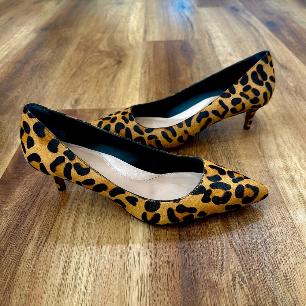 Banana Republic Pony Hair Leopard Print Kitten Heels